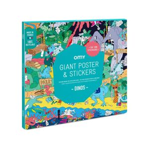 Omy - Poster Zum Ausmalen Und Stickers, Dinos, 24.5x1x26.5cm, Multicolor