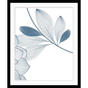 Bild QUEENCE Bilder Gr. B/H: 30 cm x 40 cm, Wandbild Blumen Hochformat, blau (schwarz) Kunstdrucke Blumen, gerahmt