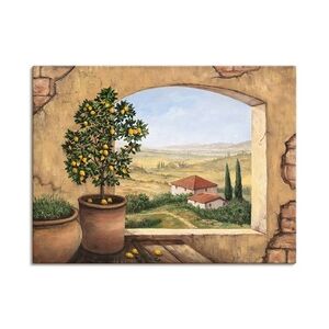 ARTland Leinwandbilder Wandbild Bild auf Leinwand Fenster in der Toskana Größe: 60x45 cm
