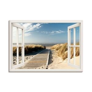 ARTland Leinwandbilder Wandbild Bild auf Leinwand Fensterblick Nordseestrand auf Langeoog Größe: 100x70 cm