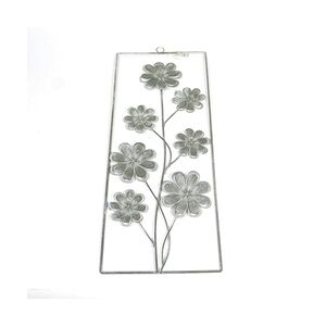 Wandbild Dekohänger rechteckigBlumen Metall anthrazit H 47 x B 18.5 x L 0.5 cm