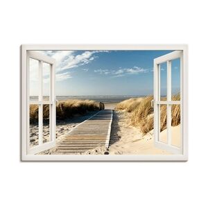 ARTland Leinwandbilder Wandbild Bild auf Leinwand Fensterblick Nordseestrand auf Langeoog Größe: 100x70 cm