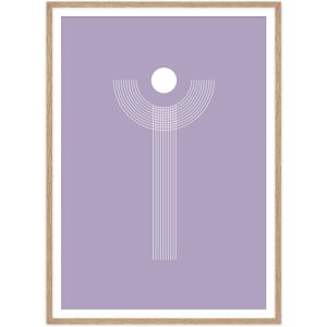 artvoll - Graphic Arches Y Poster, lila, mit Rahmen , Eiche natur, 21 x 30 cm