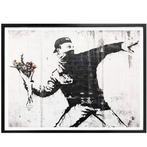 K&L WALL ART Banksy Poster Graffiti Bilder Der Blumenwerfer 100x80cm Wanddeko Kinderzimmer