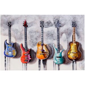 HHG Wandbild Gitarren, 100% handgemaltes Ölgemälde 3D-Bild Gemälde xl, 120x80cm - multicolour