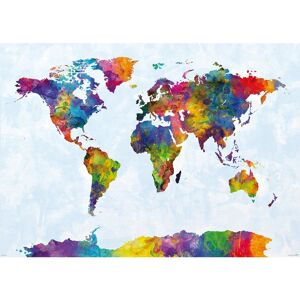 CLOSE UP Watercolor World Map Poster Michael Tompsett xxl Poster. Die Welt in Wasserfarben.