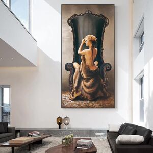 Aidegou30 Moderne Nackte Dame Öl Leinwand Malerei Figur Sitzen Auf Stuhl Frau Poster Und Drucke Wandkunst Bilder Für Wohnzimmer Kein Rahmen