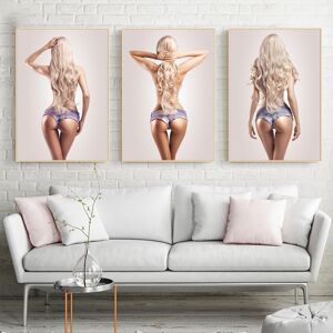 Aidegou30 Sexy Halbnackte Nackte Blonde Frauen Leinwand Poster Und Drucke Gemälde Mädchen Wandbilder Figur Kunst Für Badezimmer Wohnzimmer