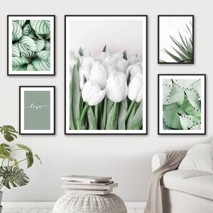 Iaidegou-10 Green Tropical Agave Tulip Monstera Sukkulenten Wandkunst Leinwand Postermalerei Und Drucke Wandbilder Für Wohnzimmer Dekor