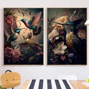 Aidegou4 Vintage Vögel Im Dschungel Blumen Leinwand Malerei Poster Druck Pfau Tukan Papagei Flamingo Eule Wand Kunst Zimmer Home Decor Bild Kein Rahmen