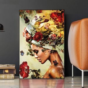 Aidegou1 Profil Frau Blumenkunst Poster Und Drucke Leinwand Gemälde Wandkunst Bilder Für Schlafzimmer Wohnzimmer Dekoration Cuadros Ohne Rahmen