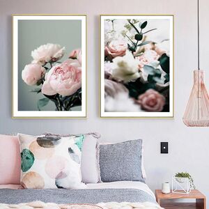 Iaidegou-10 Moderne Schöne Pfingstrosen Blumen Poster Leinwand Malerei Galerie Blume Wand Kunstdruck Nordische Bilder Für Wohnzimmer Home Decor