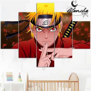 Iaidegou-9 Japanisches Anime-Naruto-Poster, 5-Teilig, Leinwandgemälde, Naruto-Szene, Gesicht, Wandkunst, Moderner Druck Für Fans, Wohnzimmer, Heimdekoration