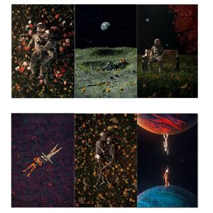 Iaidegou-2 Abstraktes Universum Erde Mond Sternenhimmel Leinwandgemälde Surreal Galaxie Weltraum Astronaut Poster Bild Home Dekoration Kein Rahmen