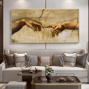 Aidegou31 Berühmte Kunst-Leinwand-Gemälde Die Erschaffung Adams Von Michelangelo Handplakate Und Drucke Bilder Für Wohnzimmer-Wand-Kunst-Dekor