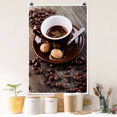 Poster Kaffeetasse mit Kaffeebohnen