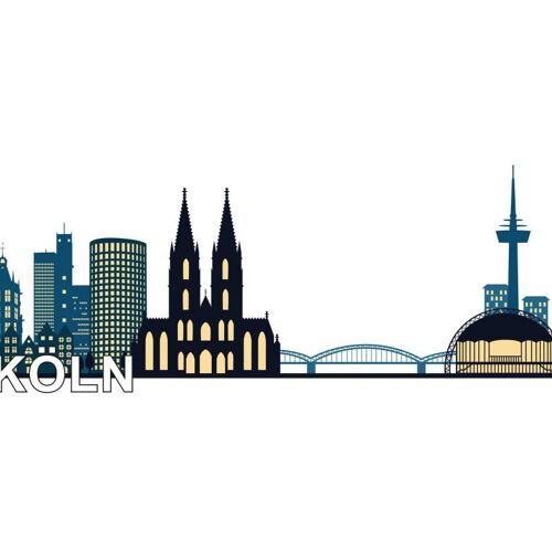 Wall-Art Wandtattoo WALL-ART „XXL Stadt Skyline Köln Fußball 120cm“ Wandtattoos Gr. B/H/T: 120 cm x 30 cm x 0,1 cm, schwarz Wandtattoos Wandsticker