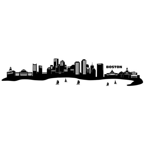 Wall-Art Wandtattoo WALL-ART „XXL Stadt Skyline Boston 120cm“ Wandtattoos Gr. B/H/T: 120 cm x 30 cm x 0,1 cm, schwarz Wandtattoos Wandsticker