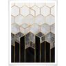 Poster WALL-ART "Hexagon Schwarz Grau" Bilder Gr. B/H/T: 100 cm x 120 cm x 0,1 cm, Schriftzug, 1 St., bunt Poster ohne Bilderrahmen