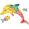 Wandtattoo WALL-ART "Lebensfreude Delfin Fische" Wandtattoos Gr. B/H/T: 110 cm x 80 cm x 0,1 cm, bunt Wandtattoos Wandsticker selbstklebend, entfernbar