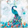 Leinwandbild ARTLAND "Konfettipfau I" Bilder Gr. B/H: 70 cm x 70 cm, Vögel quadratisch, 1 St., blau Leinwandbilder auf Keilrahmen gespannt