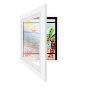 shopnbutik Wood Children Art Frames Magnetic Front Open Frametory for Poster Photo Drawing Paintings Pictures(White)