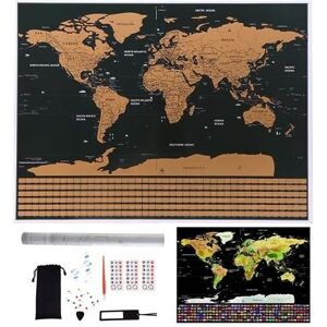 Malatec Kort med Skrabe / Scratch Map / Verdenskort - 82 x 59 cm