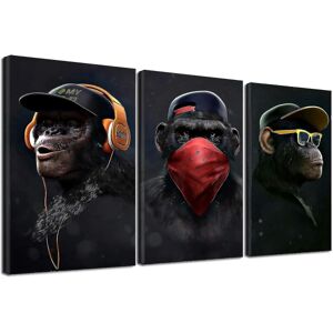 Wise Monkeys Canvas Wall Art Print Lærredsprints til stuen Moderne boligindretning 30x50 cm 3 stykker Kun scanvas