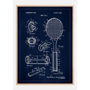 Bildverkstad Patent Print - Tennis Racket - Blue Plakat (50x70 Cm)