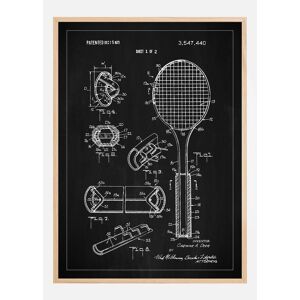 Bildverkstad Patent Print - Tennis Racket - Black Plakat (50x70 Cm)