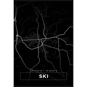 Bildverkstad Kort - Ski - Sort Plakat (50x70 Cm)