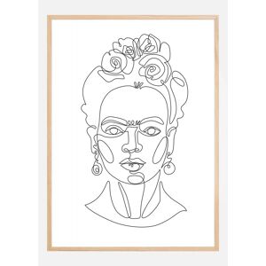 Bildverkstad Frida Kahlo - Thin Line Art Plakat (30x40 Cm)