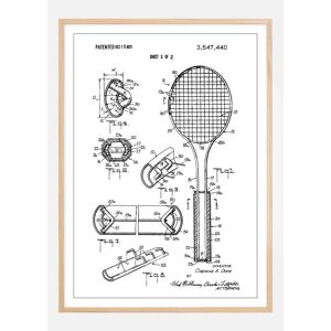 Bildverkstad Patent Print - Tennis Racket - White Plakat (21x29.7 Cm (A4))