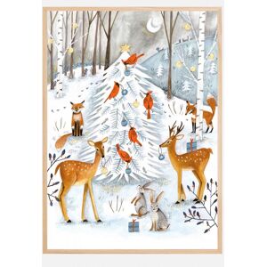 Bildverkstad Christmas In The Winter Animal Forest Plakat (60x90 Cm)