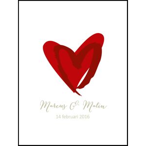 Personlig poster Love Weddingposter Red (30x40 Cm)