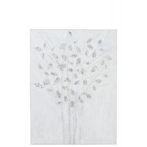 LANADECO Pintura ramas canamazo/madera blanco/plata 90 x120 cm