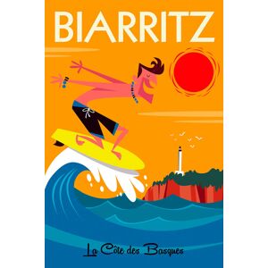 Hexoa Surf de cuadro en biarritz impresión sobre lienzo 60x90cm