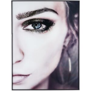 LolaHome Cuadro rostro en negro enmarcado en cristal templado de 90x120 cm