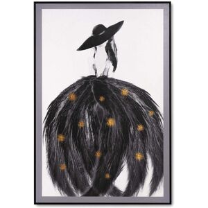 Koketto Home Cuadro figurativo vestido de plumas negros 120x80