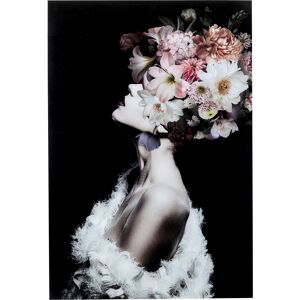 Kare Design Cuadro cristal mujer con flores negro 80x120cm