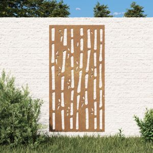 vidaXL Adorno de pared de jardín acero corten diseño bambú 105x55 cm