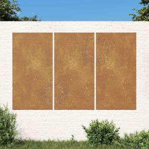 vidaXL Adorno pared jardín 3 uds acero corten diseño sol 105x55 cm