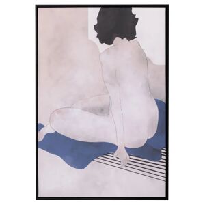 LOLAhome Lienzo de mujer fotoimpreso de madera beige y azul de 92x62cm