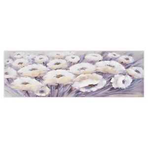 LOLAhome Cuadro cabecero de flores fotoimpreso sobre lienzo gris de 150x50 cm