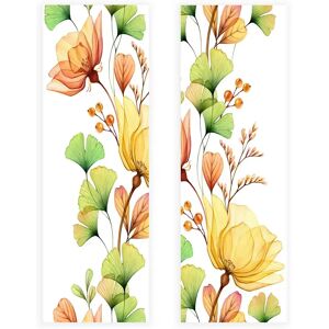 LOLAhome 2 cuadros de flores de lienzo naranja de 30x90 cm