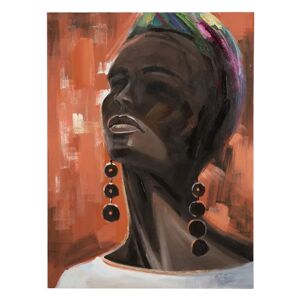 LOLAhome Cuadro de africana pintado a mano en lienzo naranja de 90x120 cm