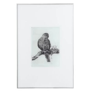 LOLAhome Cuadro de pájaro en lámina gris de 90x60 cm