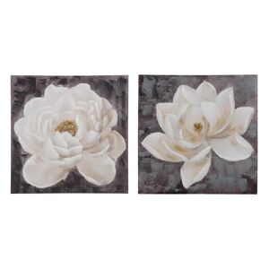 LOLAhome Set de 2 cuadros de flor con impresión sobre lienzo blancosde 60x60 cm