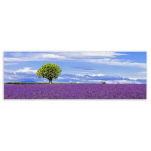 LOLAhome Cuadro cabecero de lavanda fotoimpreso sobre lienzo lila de 180x60 cm