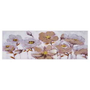 LOLAhome Cuadro cabecero de flores marrones fotoimpreso sobre lienzode 150x50 cm